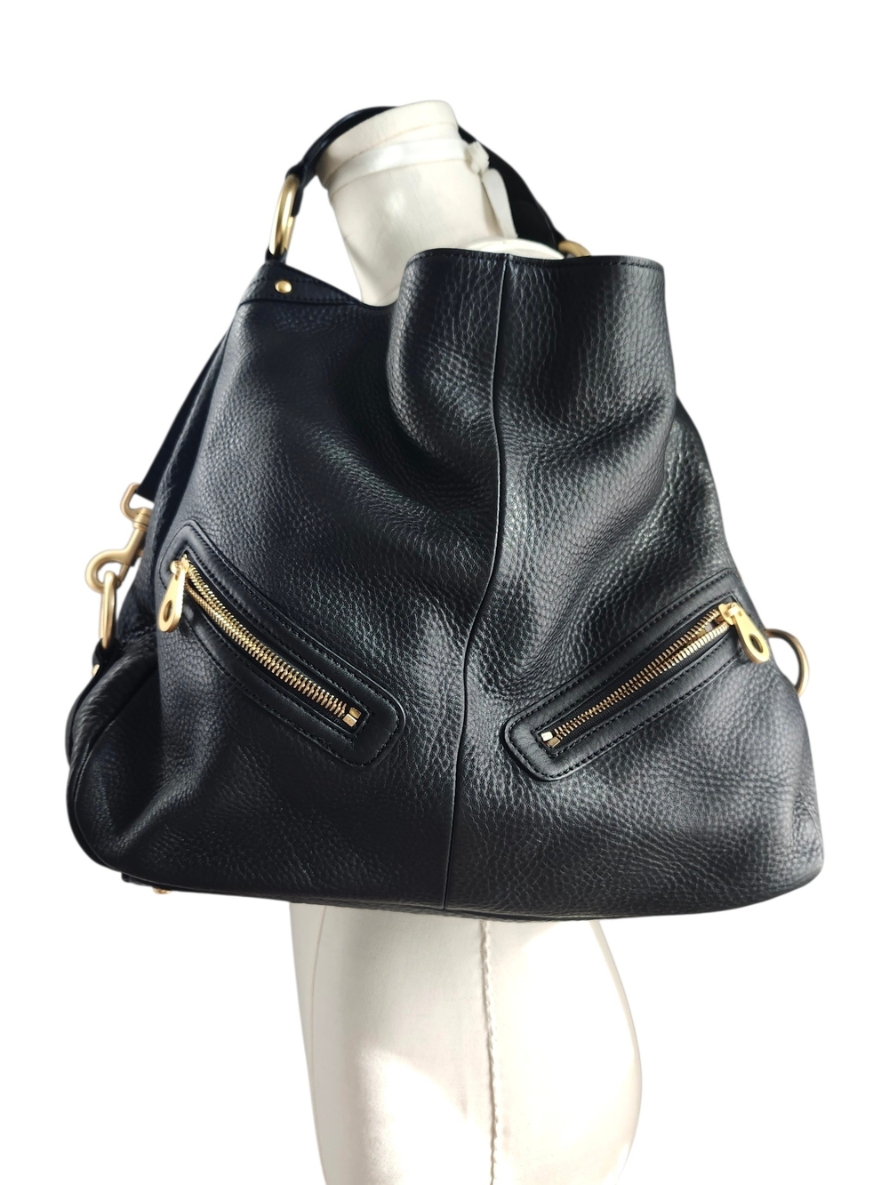 Presa Black Pebbled Leather Oversized Slouchy Hobo Bag - NWOT
